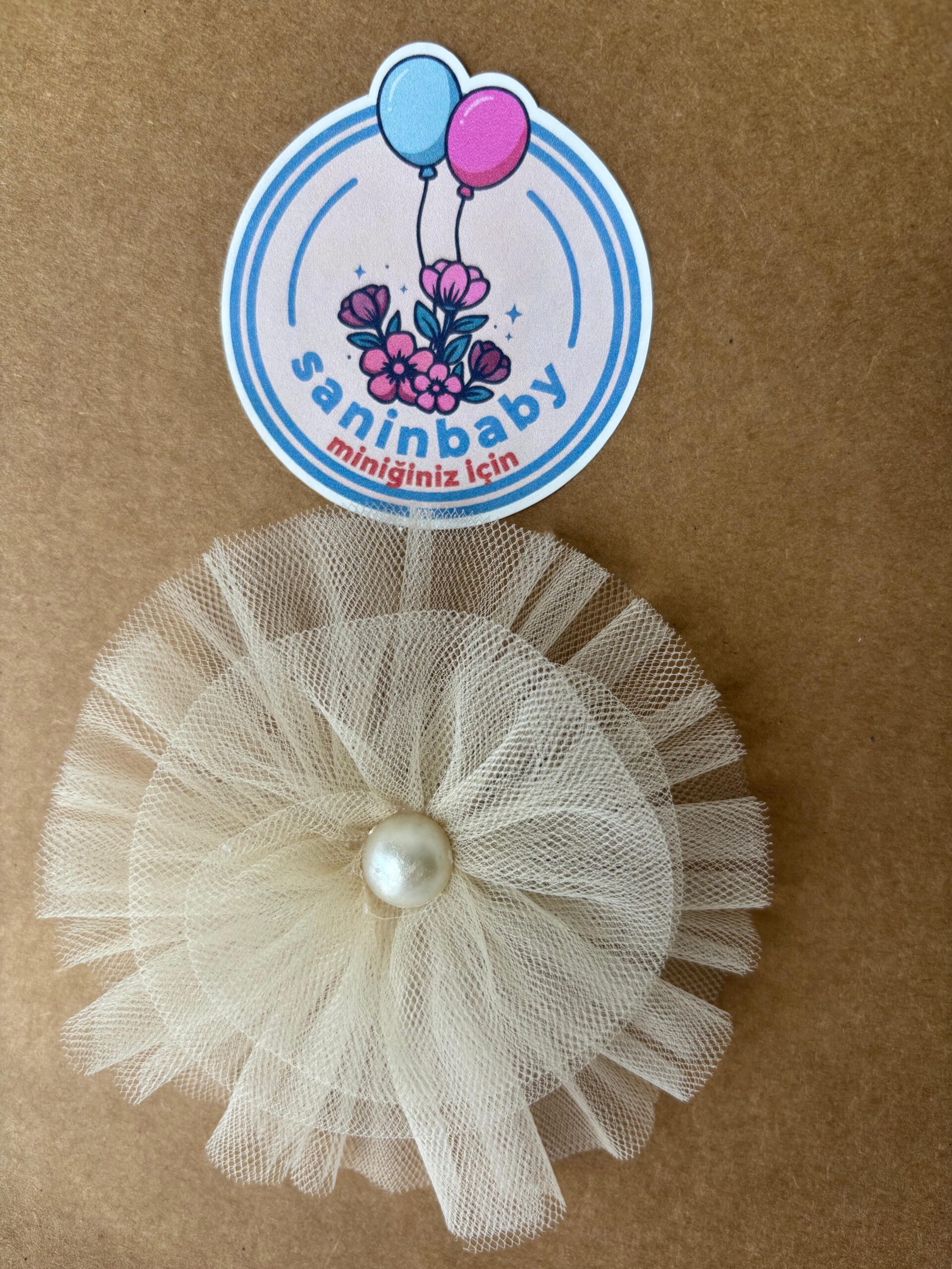 Vintage Tüllü İncili Toka Kız Bebek